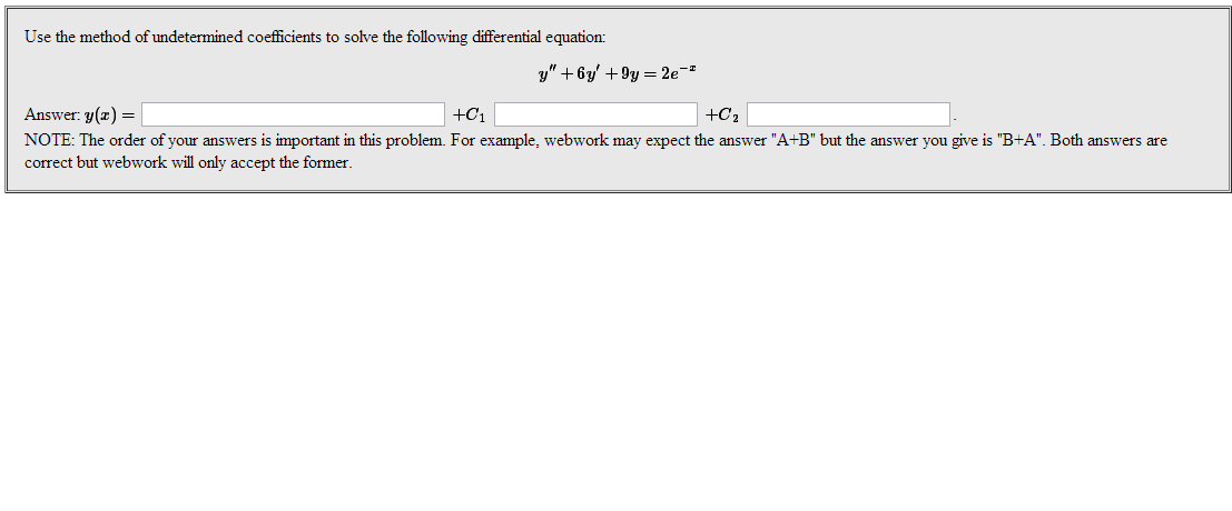 Solved Use the method of undetermined coefficients to solve | Chegg.com