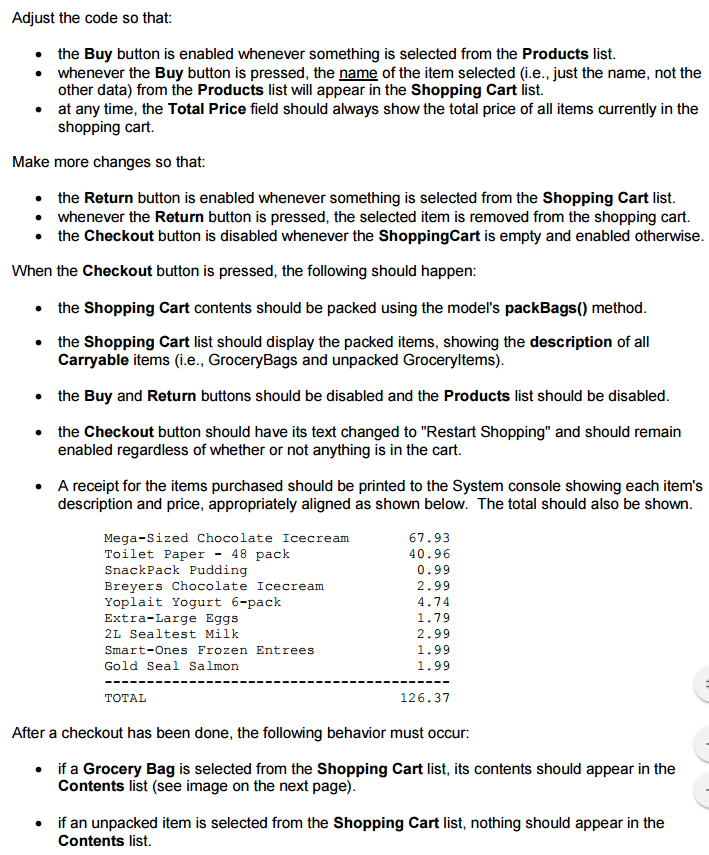 Solved (1) The GUI Create a class called ShoppingListApp | Chegg.com