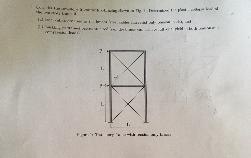 1. Consider the twostory frame with x bracing shown