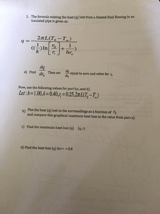 Solved The formula relating the heat (q) lost from a Heated | Chegg.com