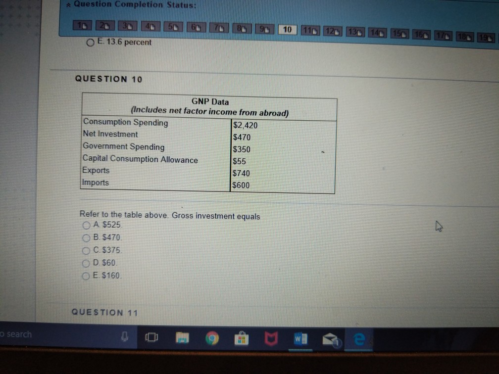 Solved Question Completion Status 10 O E 13 6 Percent Chegg