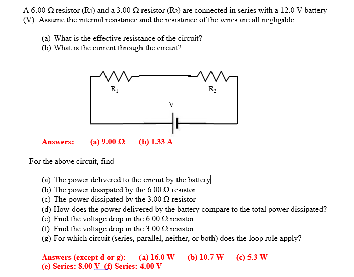 Solved A 6.00 ohm resistor (R_1) and a 3.00 ohm resistor
