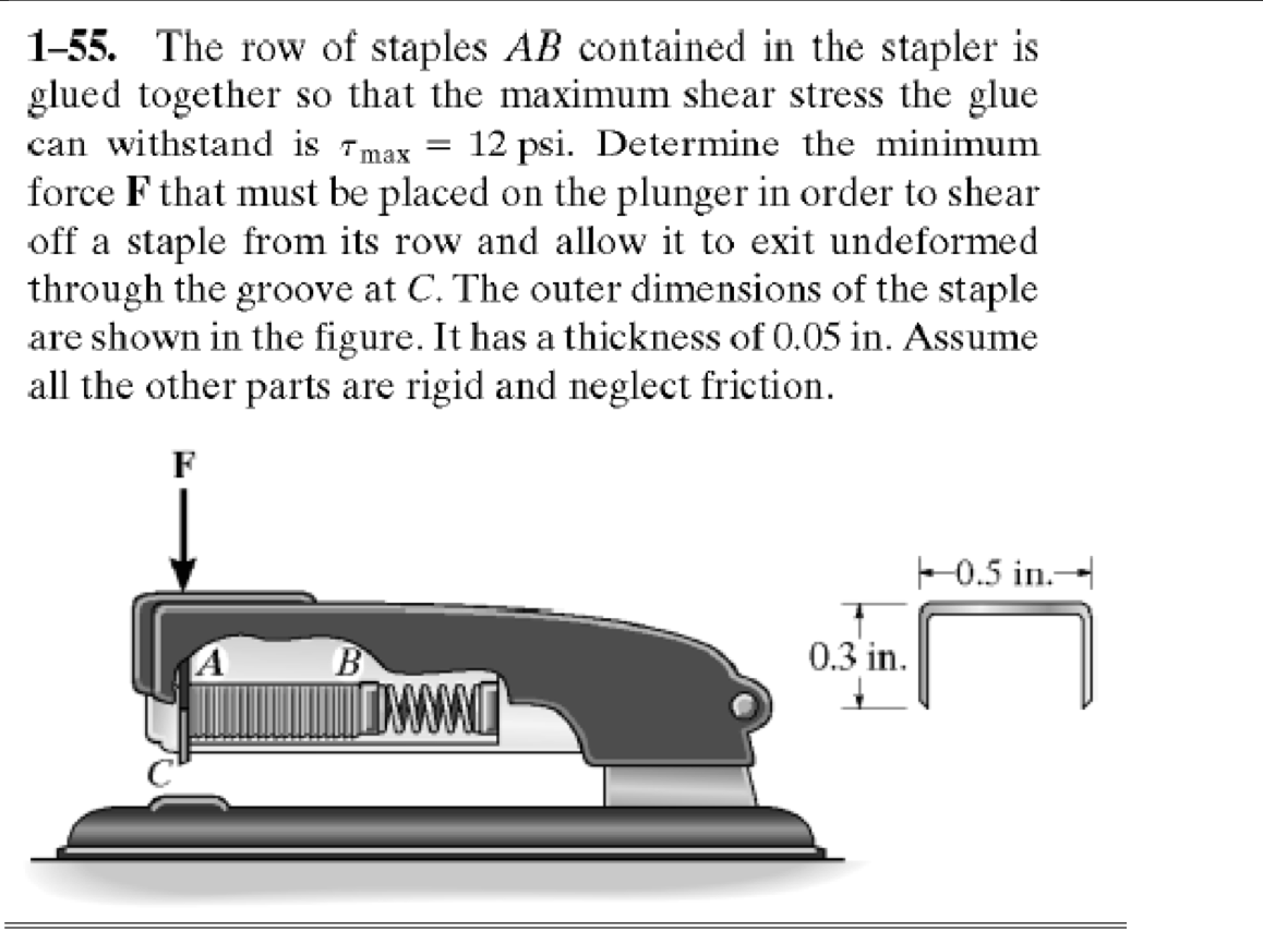 Solved 155. The row of staples AB contained in the stapler