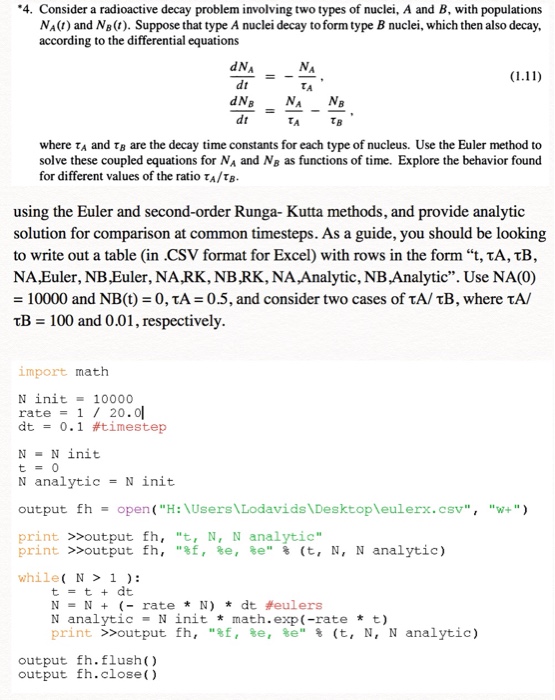 Consider a radioactive decay problem involving two | Chegg.com