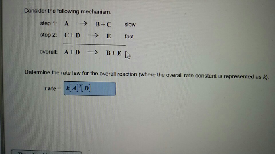 Solved Consider The Following Mechanism. Determine The Rate | Chegg.com