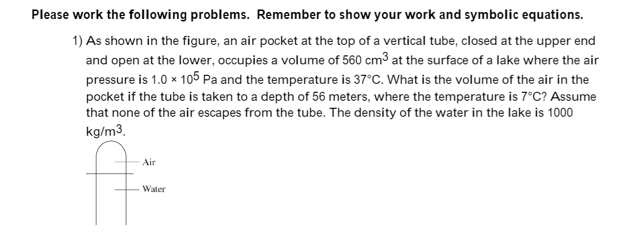 Solved As shown in the figure, an air pocket at the top of a | Chegg.com