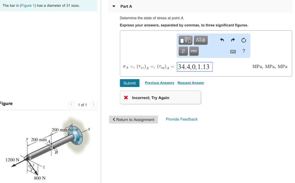 Solved The bar in (Figure 1) has a diameter of 31 mm Part A | Chegg.com