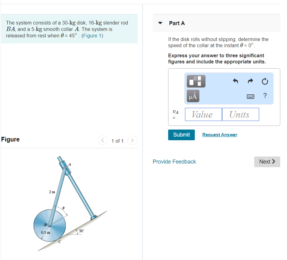 Solved The system consists of a 30-kg disk, 16-kg slender | Chegg.com