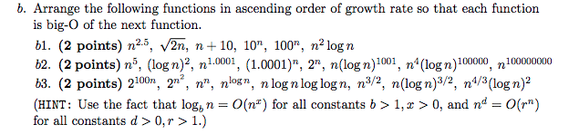 Solved B. Arrange The Following Functions In Ascending Order | Chegg.com