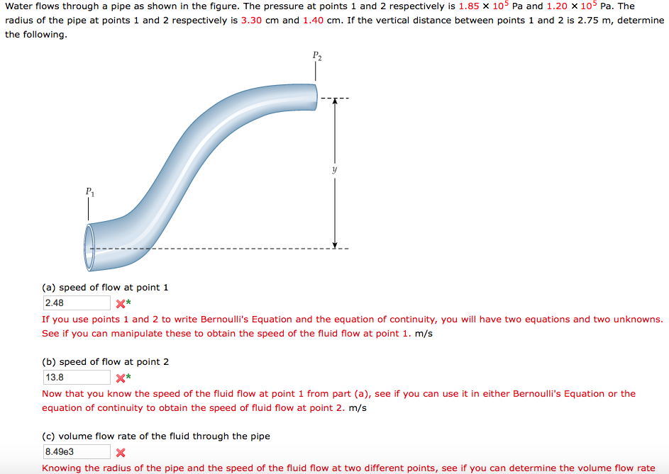 Solved Water flows through a pipe as shown in the figure.