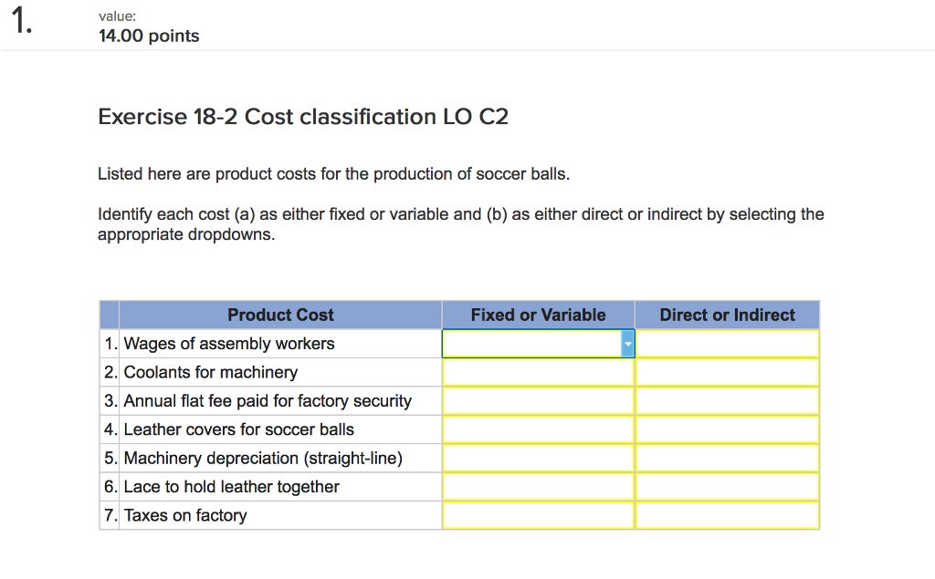 Solved Listed here are product costs for the production of