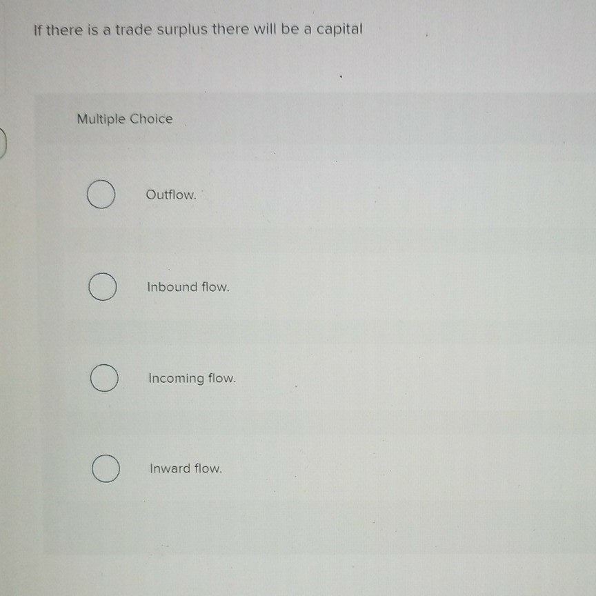 Solved If there is a trade surplus there will be a capital | Chegg.com