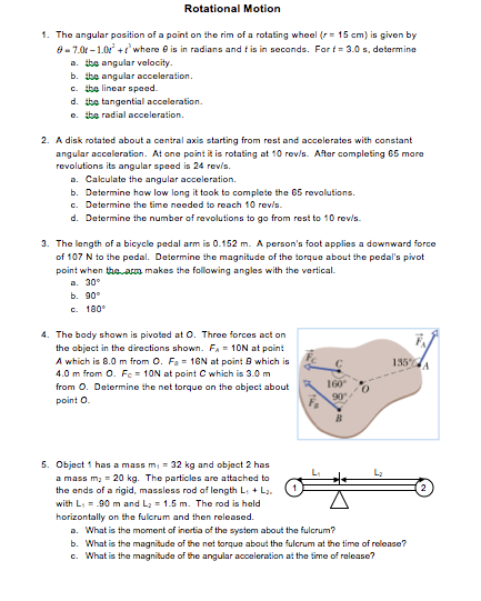 Solved Rotational Motion The angular position of a point on | Chegg.com