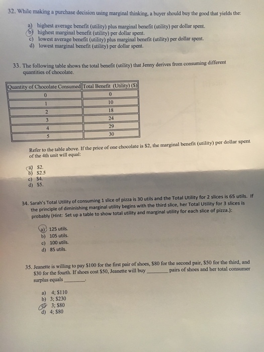 Solved While making a purchase decision using marginal | Chegg.com