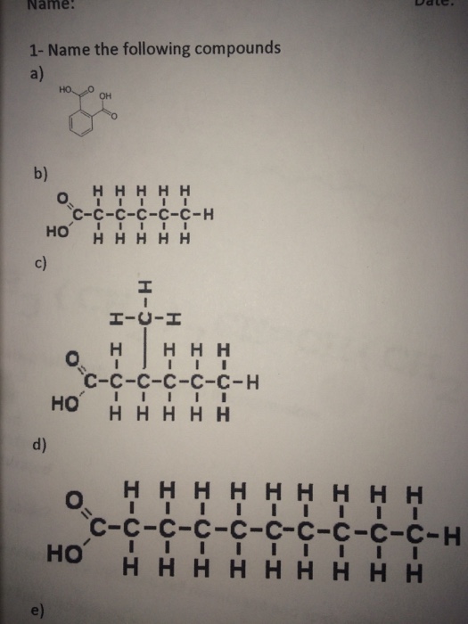 Solved Name The Following Compounds: | Chegg.com