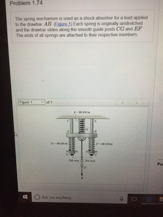 Solved Problem 1.74 The spring mechanism is used as a shock