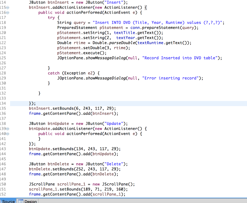 Solved 114 JButton BtnInsert New JButton Insert BtnInsert Chegg