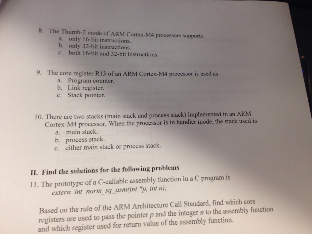 Solved The Thumb 2 mode of ARM Cortex M4 processors supports