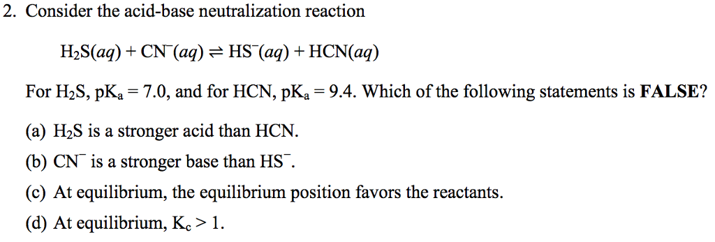 Solved Consider the acid-base neutralization reaction | Chegg.com