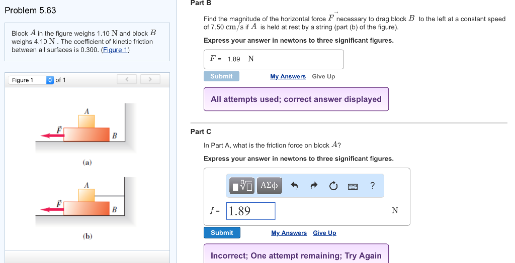 Solved Block A In The Figure Weighs 1.10 N And Block B | Chegg.com