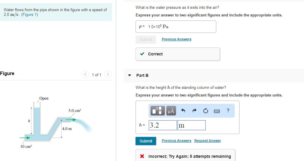Solved Water flows from the pipe shown in the figure with a | Chegg.com