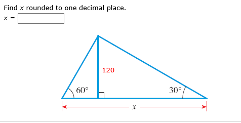 Solved Find x rounded to one decimal place. X = | Chegg.com