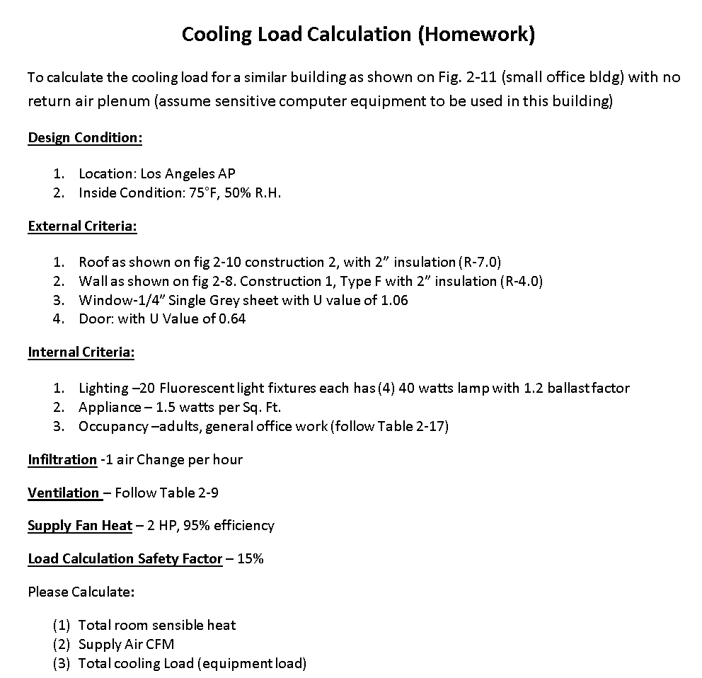 To calculate the cooling load for a similar building | Chegg.com