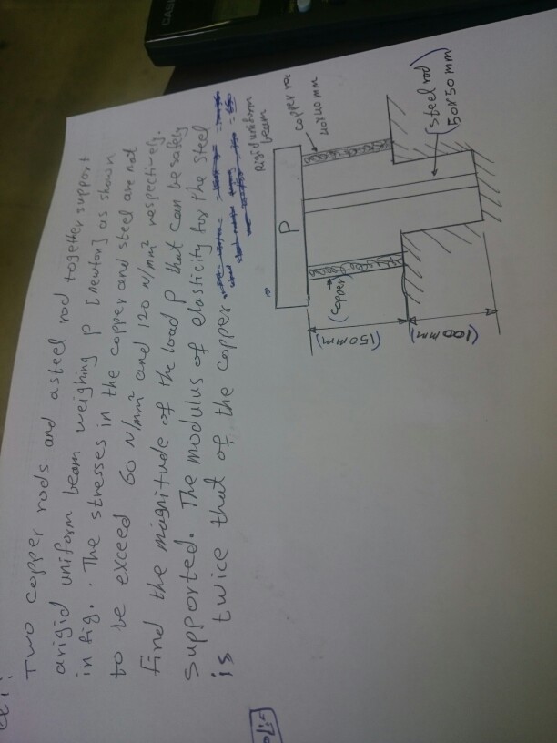 Solved Two copper rods and a steel rod together support a