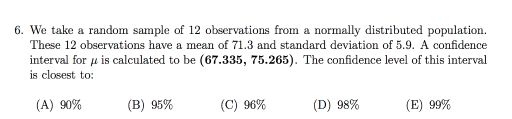 Solved 6. We take a random sample of 12 observations from a | Chegg.com