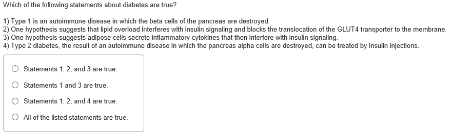 Solved Which of the following statements about diabetes are | Chegg.com
