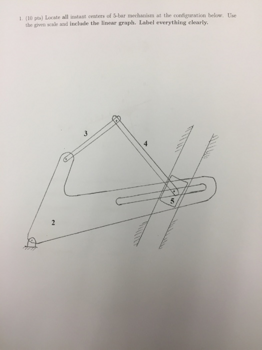 Solved Locate all instant centers of 5bar mechanism at the