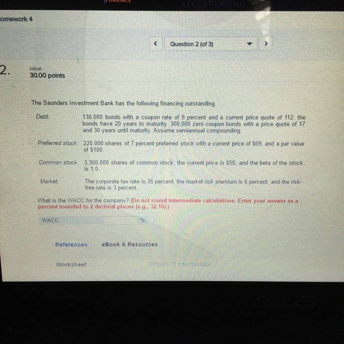 Solved The Saunders Investment Bank has the following