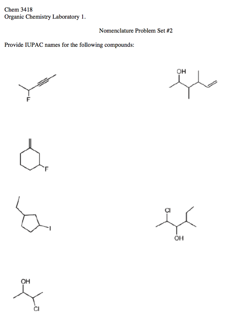 Solved Organic Chemistry Laboratory 1. Nomenclature Problem | Chegg.com