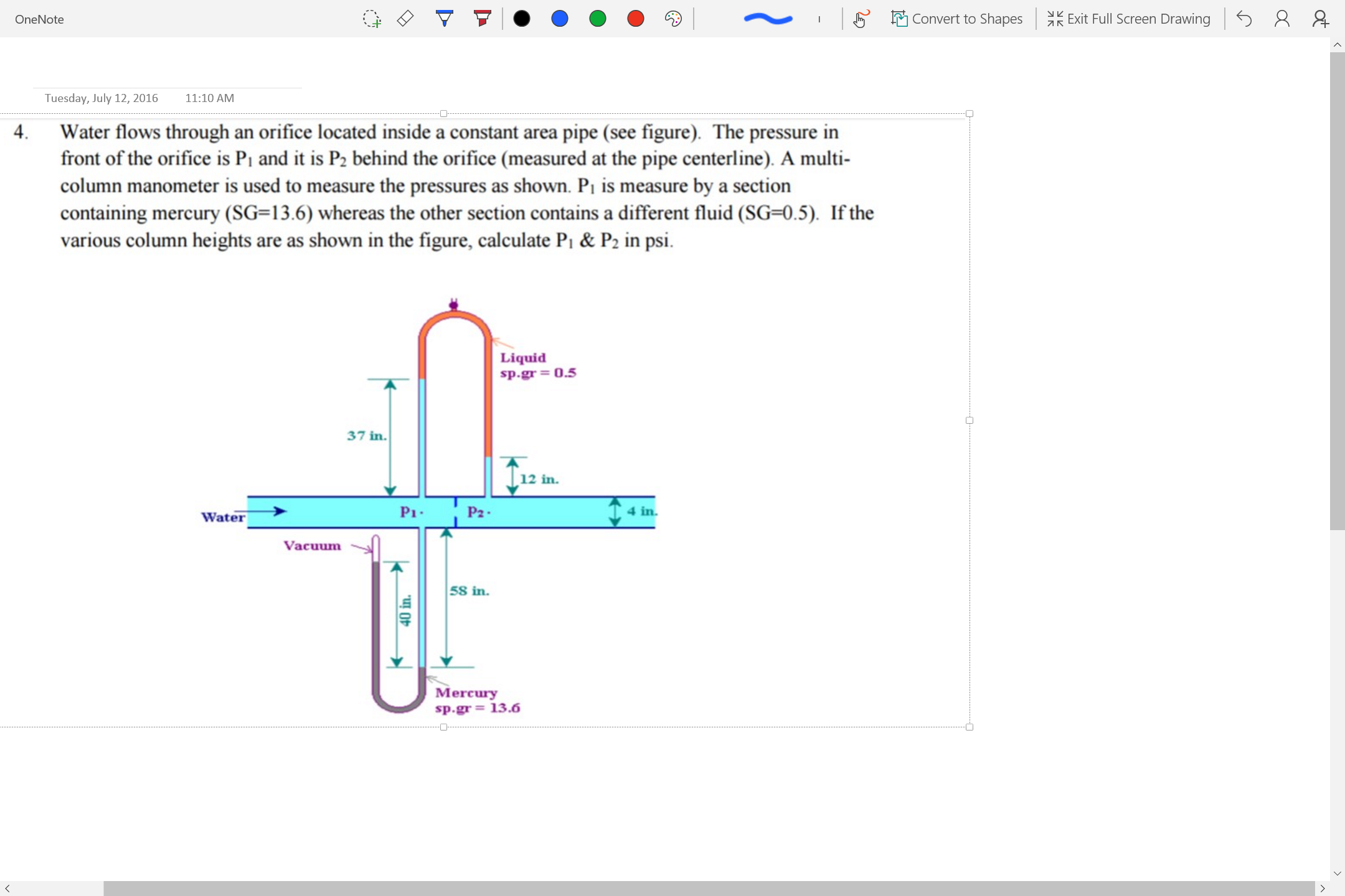 Solved Water flows through an orifice located inside a