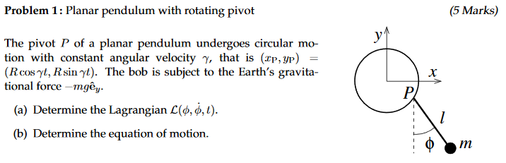 Solved Problem 1 Planar Pendulum With Rotating Pivot 5 8629