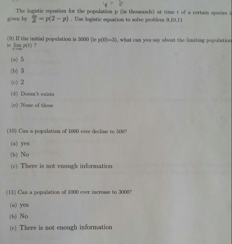 Solved The logistic equation for the population p (in | Chegg.com
