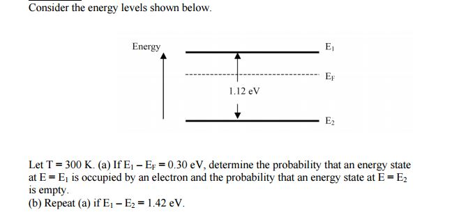 Solved Consider the energy levels shown below. Let T = 300 | Chegg.com