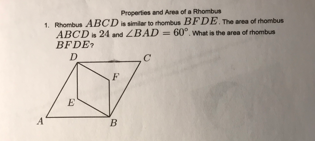 what is the area of rhombus abcd