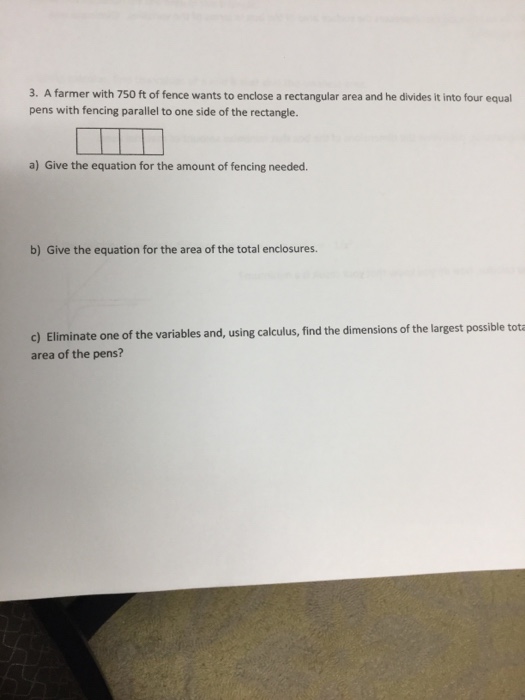 Solved A farmer with 750 ft of fence wants to enclose a | Chegg.com