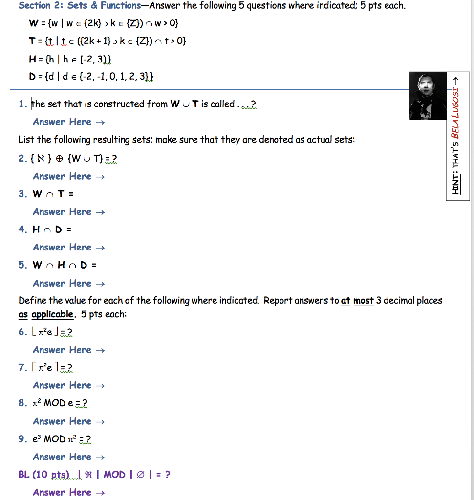 Solved Section 2: Sets & Functions-Answer The Following 5 | Chegg.com