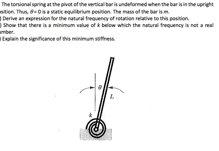The torsional spring at the pivot of the vertical bar