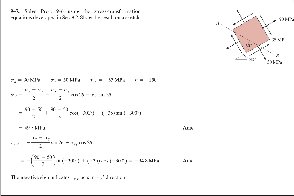 Solved 9-7. Solve Prob. 9-6 Using The Stress-transformation | Chegg.com