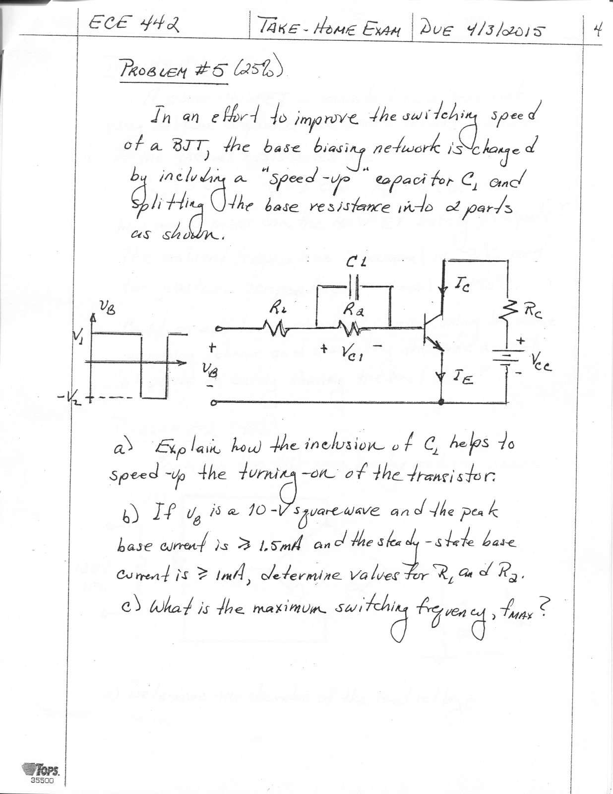 In an effort to improve the switching speed of a BJT, | Chegg.com