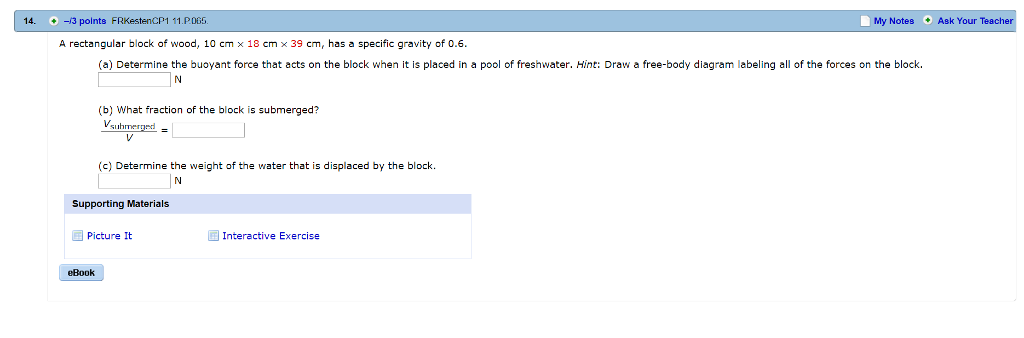 Solved A rectangular block of wood, 10 cm times 18 cm times | Chegg.com