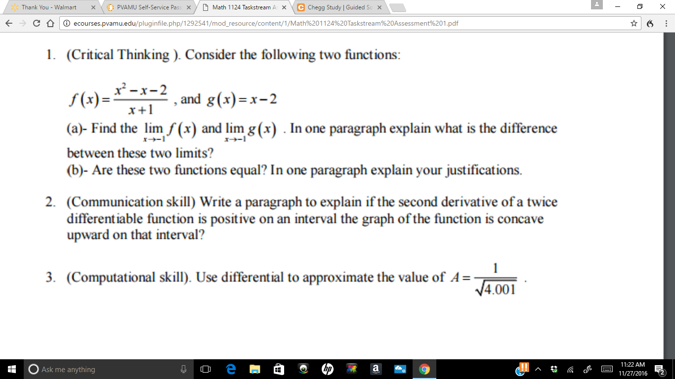 Solved Consider The Following Two Functions: F(x) = X^2 - X | Chegg.com