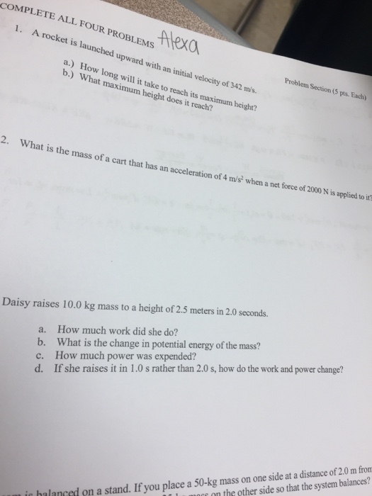 Solved A rocket is launched upward with an initial velocity