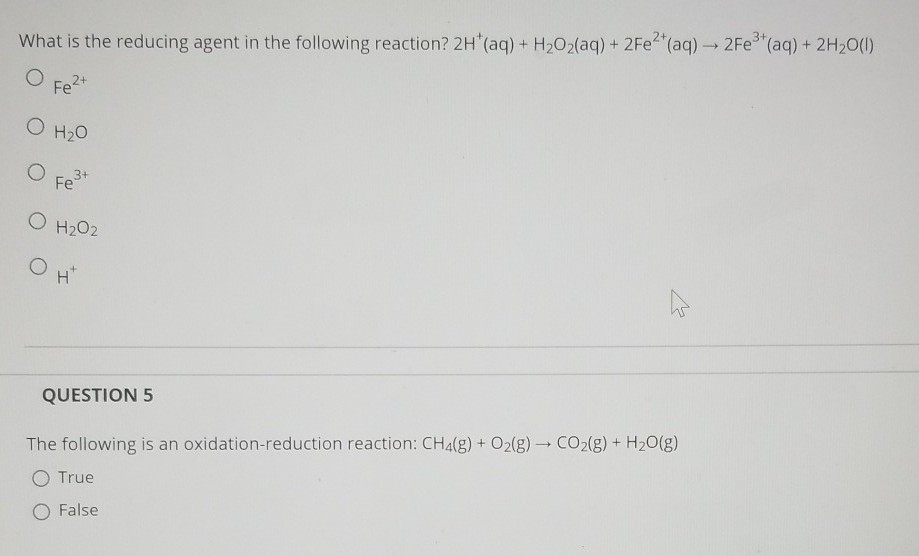 Solved What is the reducing agent in the following reaction? | Chegg.com
