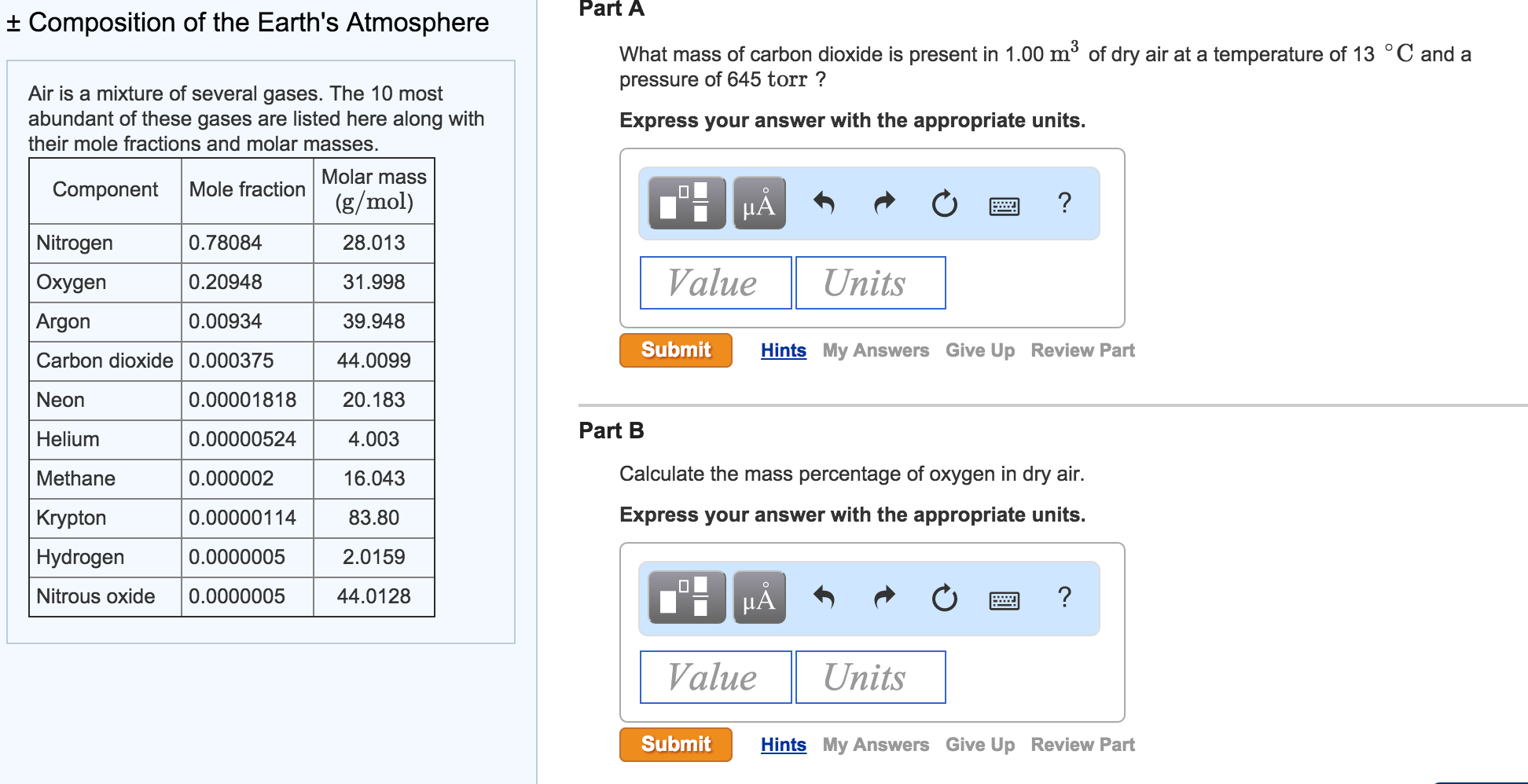 solved-air-is-a-mixture-of-several-gases-the-10-most-chegg