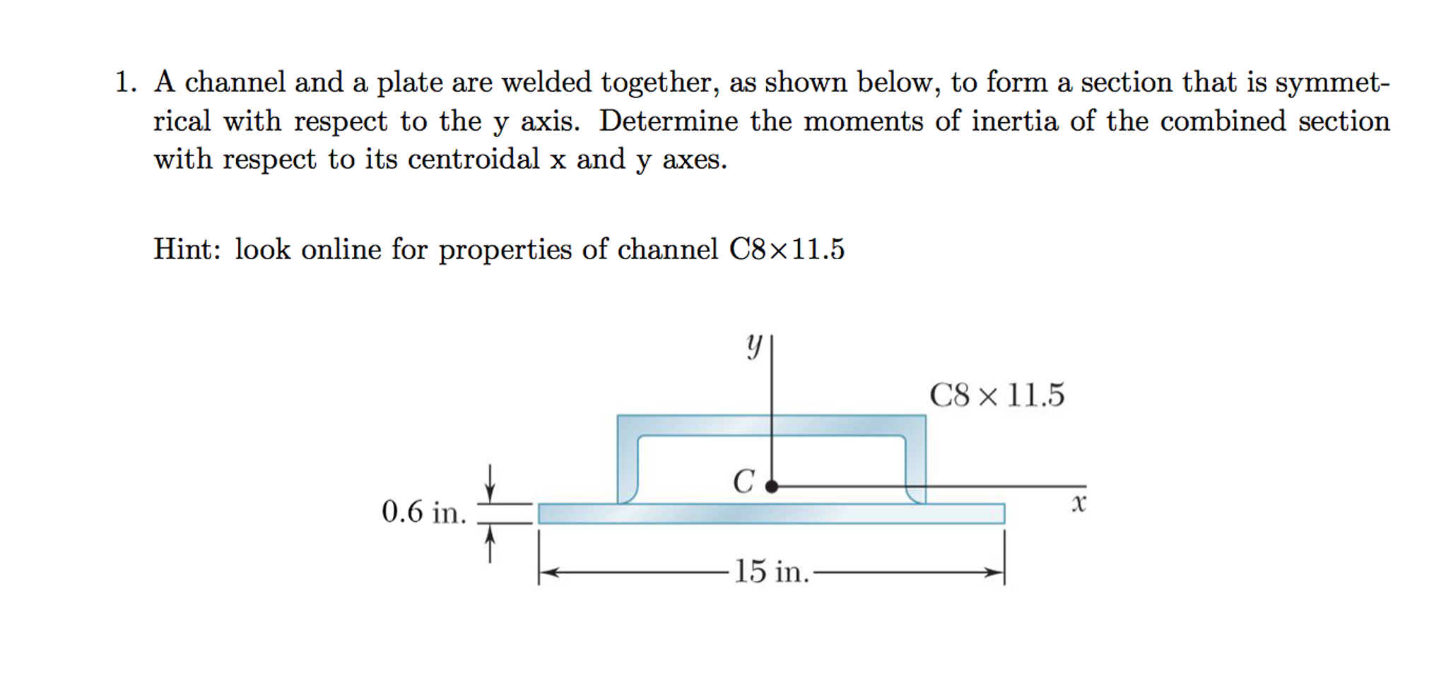 A channel and a plate are welded together, as shown | Chegg.com