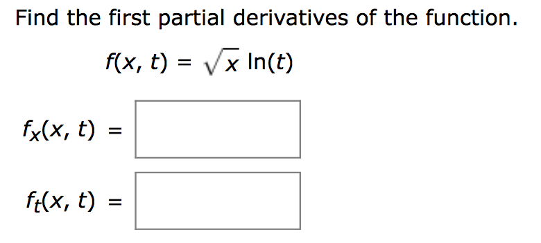 Solved Find the first partial derivatives of the function. f | Chegg.com